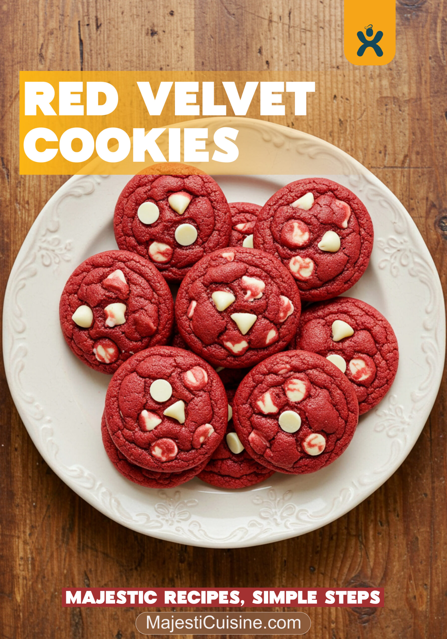 Delicious red velvet cake mix cookies topped with white chocolate chips