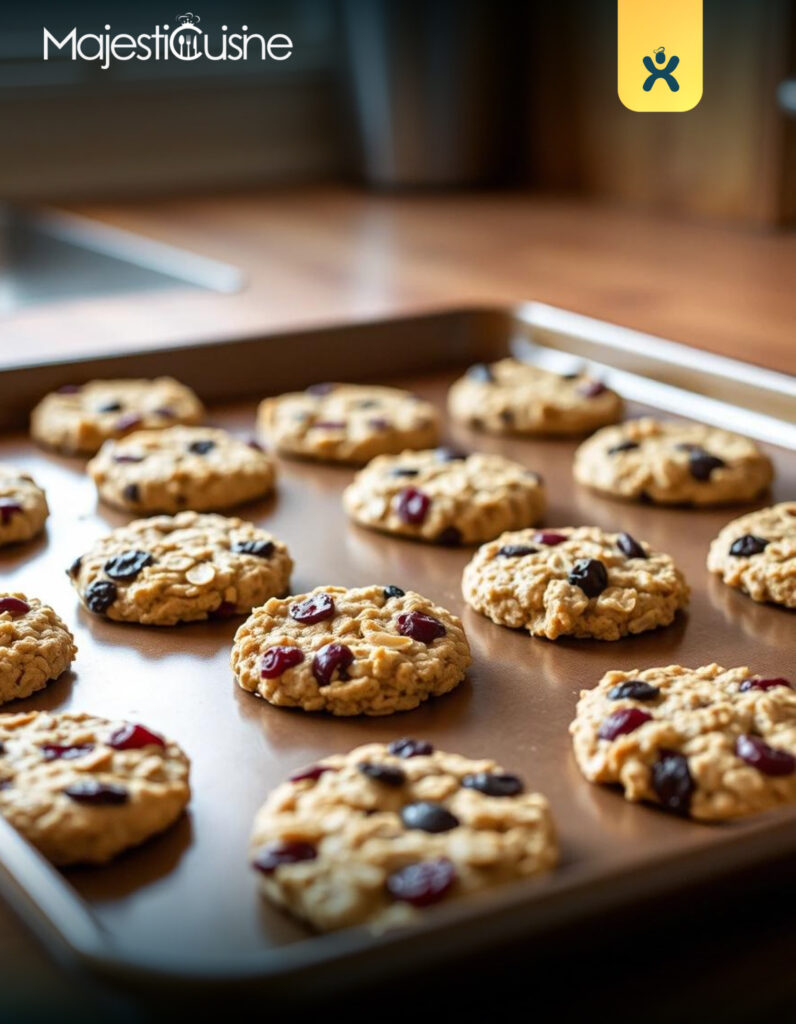 Oatmeal cherry cookie dough balls on a baking sheet