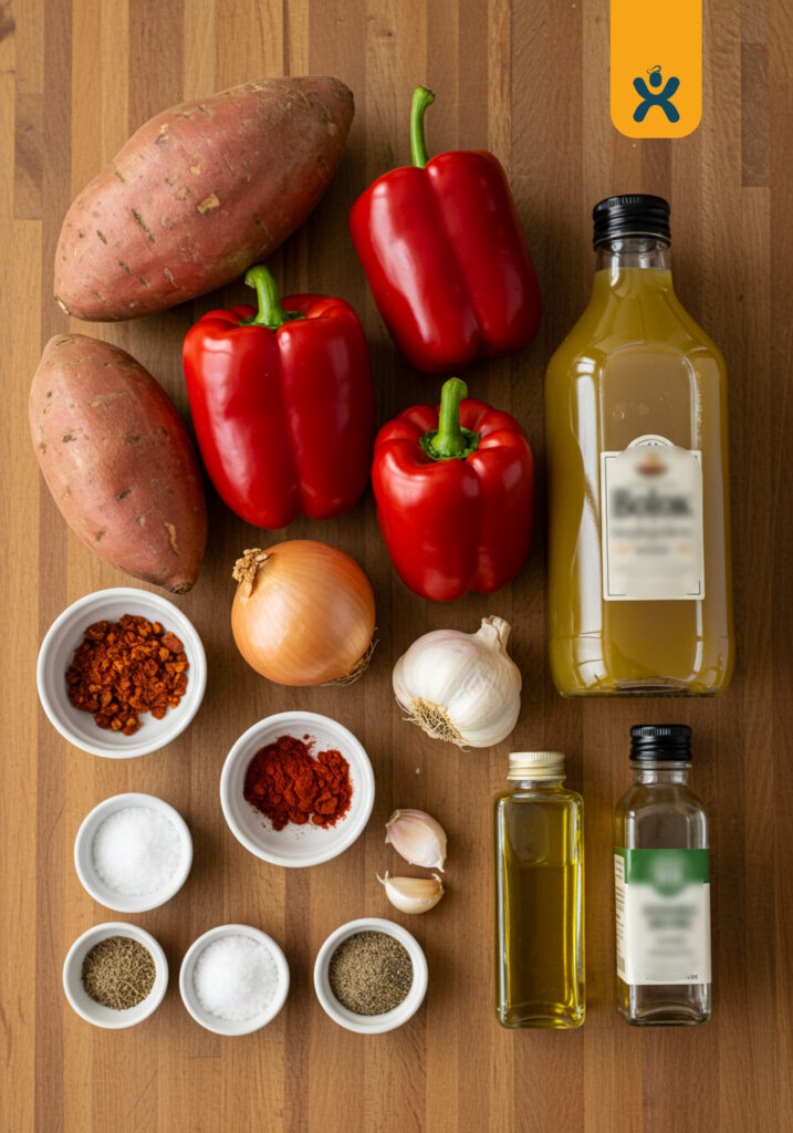 Ingredients to Make Sweet Potato and Red Pepper Soup