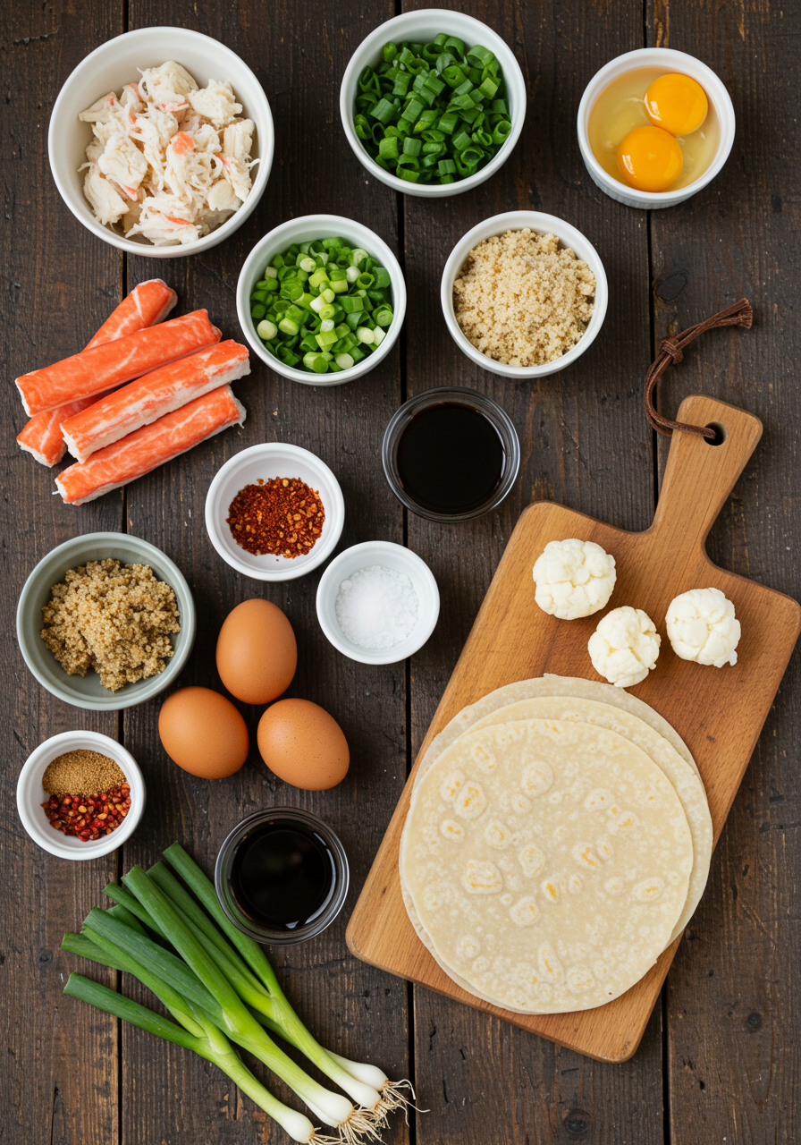 Ingredients to Make Crab Cake Egg Rolls