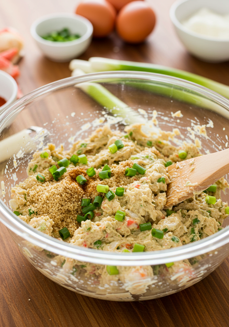 Preparation Crab Cake Egg Rolls